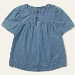 Short-Sleeved Denim Blouse