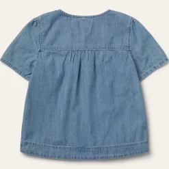 Short-Sleeved Denim Blouse