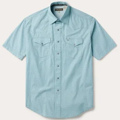 Silver Diamond Neat Print Short Sleeve Western Shirt