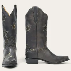 Star Distressed Black Cowboy Boot