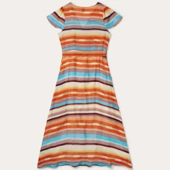 Sunset Serape Print Rayon Herringbone Wrap Front Dress