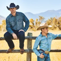 Turquoise Snap Western Denim Shirt
