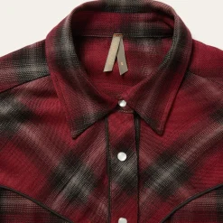 Western Plaid Wine Blouse