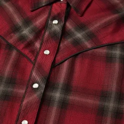 Western Plaid Wine Blouse