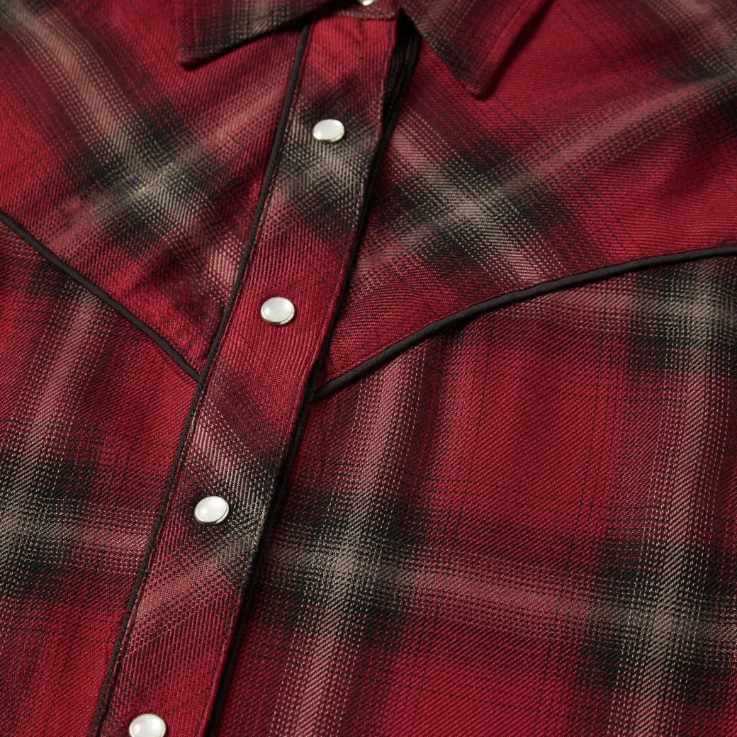 Western Plaid Wine Blouse