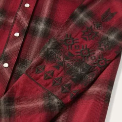 Western Plaid Wine Blouse