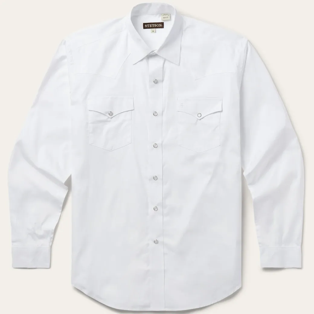 White Pinpoint Oxford Western Shirt