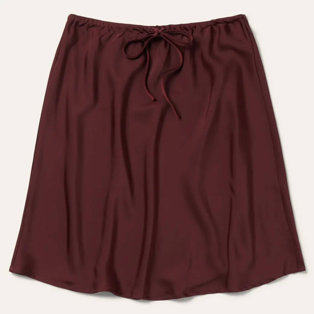 Wine Satin Skirt