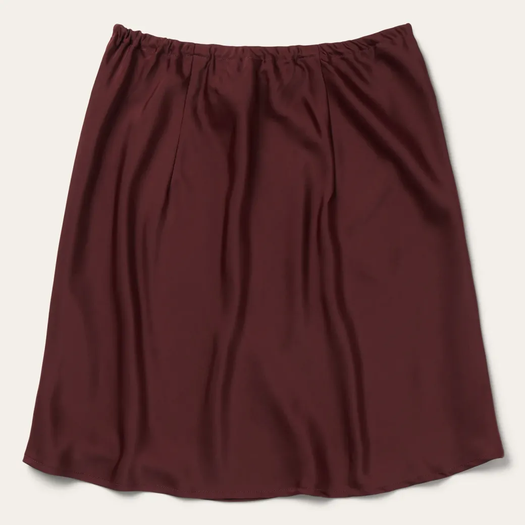 Wine Satin Skirt