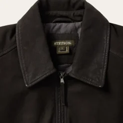 Zip Front Suede Leather Jacket