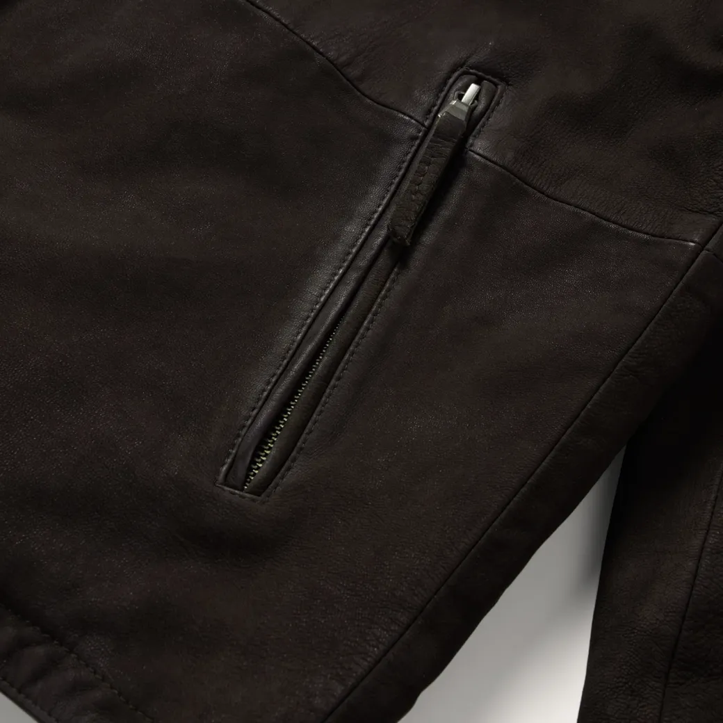 Zip Front Suede Leather Jacket