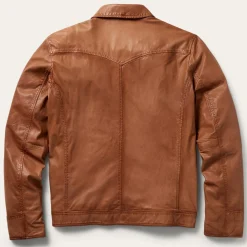 Zip-Front Lightweight Leather Jacket