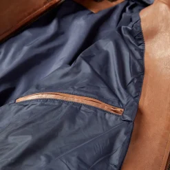 Zip-Front Lightweight Leather Jacket